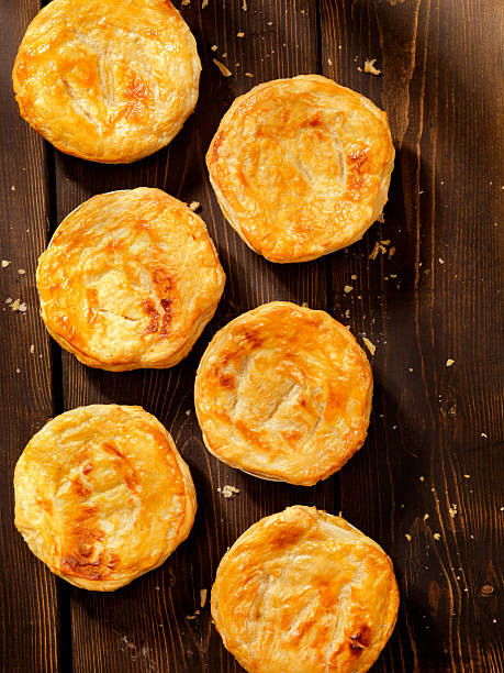 Puff Pastry Pot Pie's Puff Pastry Pot Pie's - Photographed on Hasselblad H3D2-39mb Camera meat pie stock pictures, royalty-free photos & images
