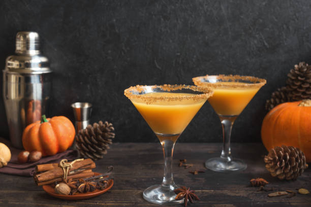 Pumpkin martini cocktail stock photo