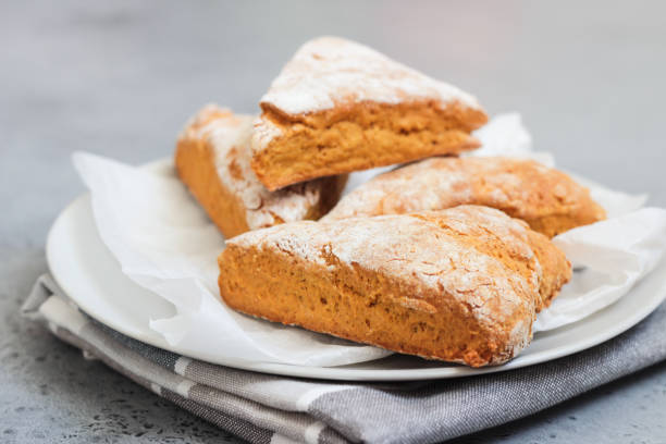 Pumpkin scones with cinnamon and anise. stock photo