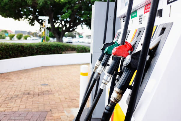 Pumps at a gas station in Cape Town stock photo