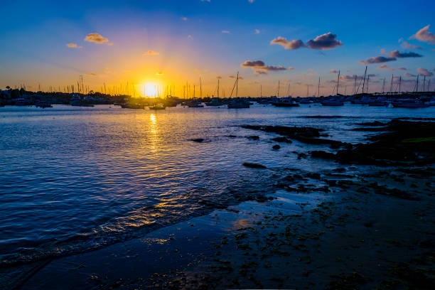 Punta del Este Port Sunset Scene stock photo