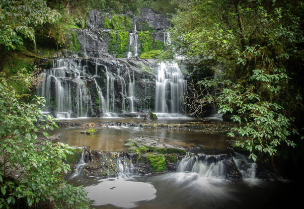 Purakaunui waterfalls stock photo