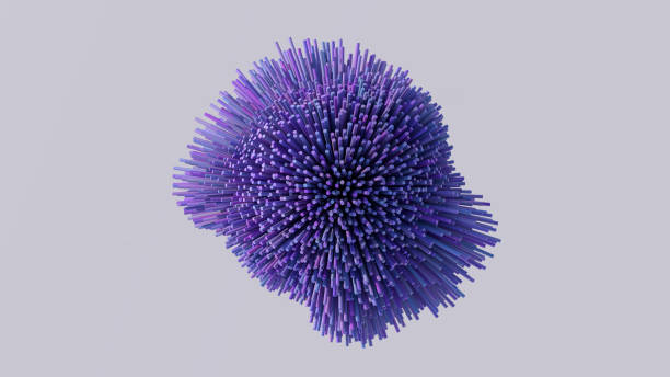 Purple and blue deformed sphere. Abstract illustration, 3d render. stock photo
