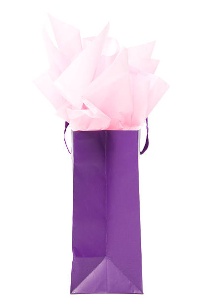 Purple gift bag stock photo