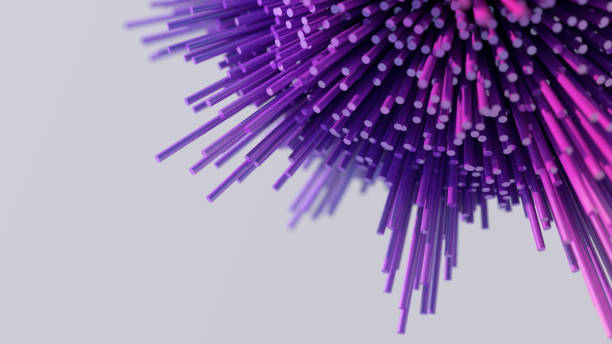Purple glossy morphing sphere. Abstract illustration, 3d render, close-up. stock photo