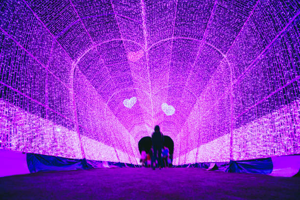Purple lamp corridor in festival stock photo