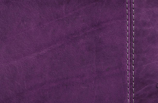 Purple  Leather Texture with Stitch Detail stock photo