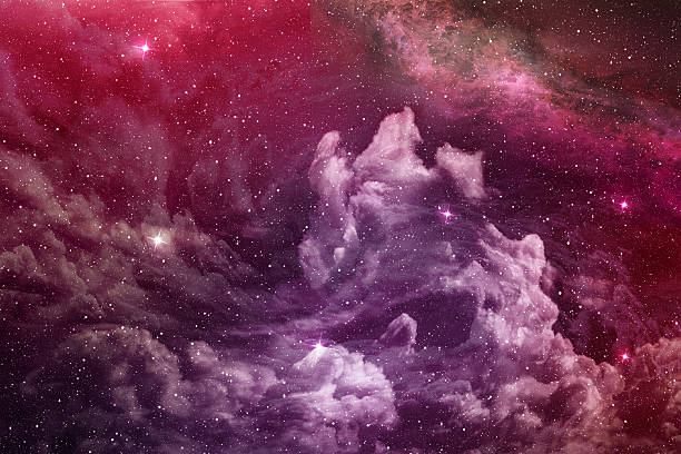 purple nebula and cosmic dust stock photo