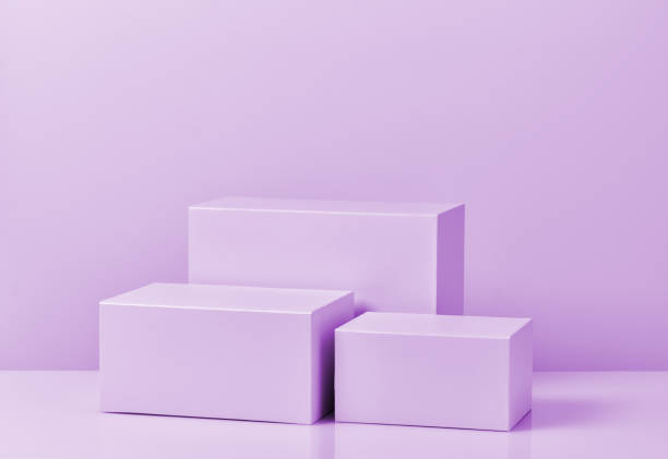 Purple podium for product display stock photo