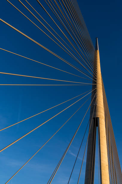 Pylon bridge, Bridge over Ada detail stock photo