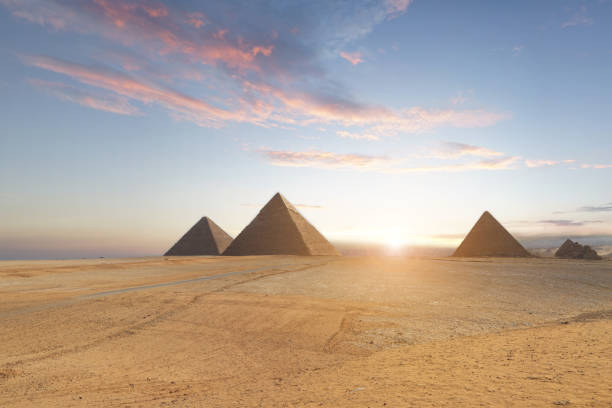 pyramids  in Cairo, Egypt stock photo