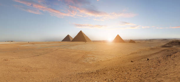 pyramids  in Cairo, Egypt stock photo