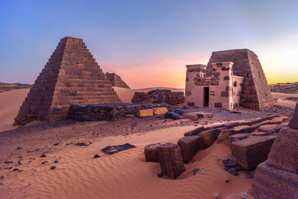 Pyramids of Meroe, Sudan stock photo