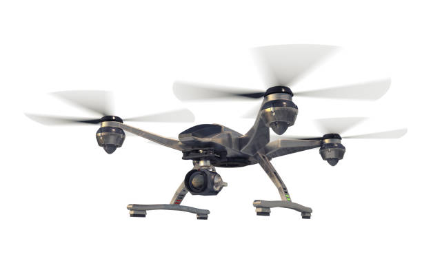 Quadcopter with camera Quadcopter isolated on a white background. multicopter stock pictures, royalty-free photos & images