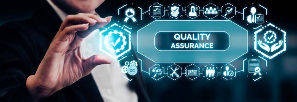 QA Quality Assurance and Quality Control Concept Quality Assurance and Quality Control Concept - Modern graphic interface showing certified standard process, product warranty and quality improvement technology for satisfaction of customer. quality stock pictures, royalty-free photos & images