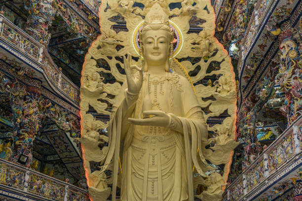 Quan Yin statue at Linh Phuoc Pagoda stock photo