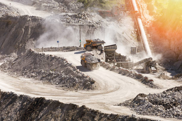 Quarry mining with beautiful sunlight. The mining industry concept. stock photo