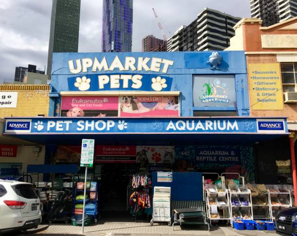 Queen Victoria Market - Melbourne Melbourne, Australia: April 12, 2018: Pet Shop and Aquarium near Queen Victoria Market. queen victoria market stock pictures, royalty-free photos & images