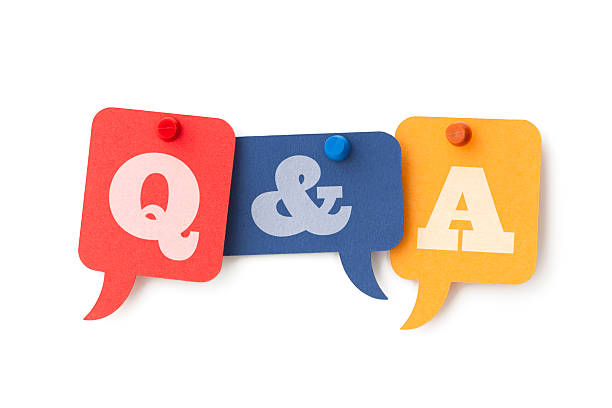 Question and Answers on speech bubbles stock photo