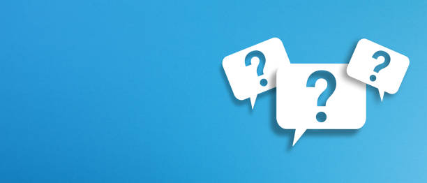 Question marks with speech bubbles on blue background Question marks with speech bubbles on blue background question mark photos stock pictures, royalty-free photos & images