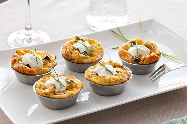 Quiche Appetizer on Table stock photo