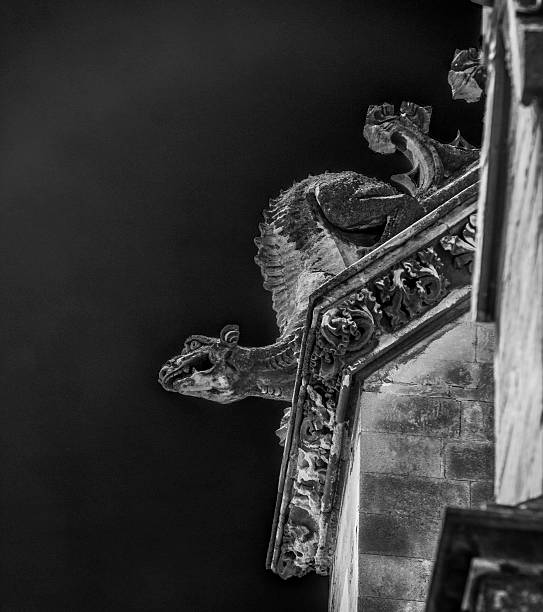 quimera of dragon in gothic church stock photo