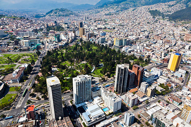 Quito, El Ejido and Panecillo stock photo