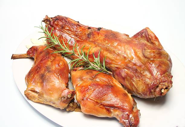 Rabbit broiled rabbit parts grilled rabbit meat stock pictures, royalty-free photos & images
