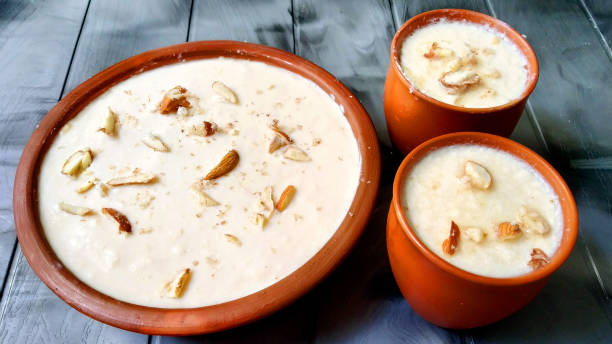 Rabdi or Rabri served in clay pot - Diwali desserts  thandai stock pictures, royalty-free photos & images