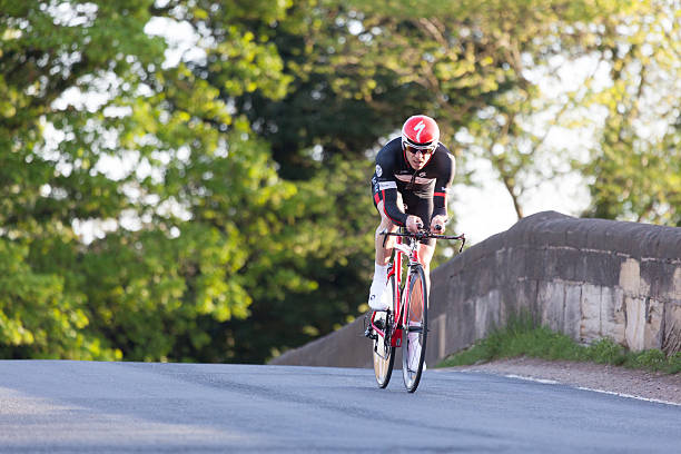 racing cyclist on yorkshire country road - tour de france cycling bildbanksfoton och bilder