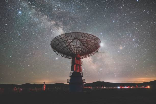 Radar and Milky Way stock photo