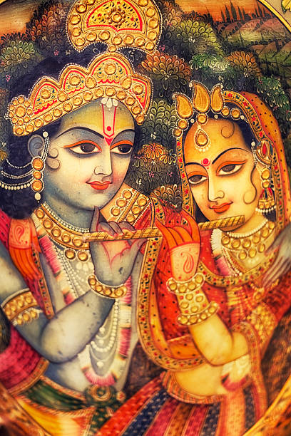 Radha and Krishna Radha Krishna are collectively known within Hinduism as the combination of both the feminine as well as the masculine aspects of God. Krishna is often referred as svayam bhagavan in Gaudiya Vaishnavism theology and Radha is Krishna's supreme beloved. vishnu stock pictures, royalty-free photos & images