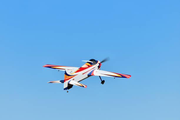 Radio controlled plane takeoff stock photo