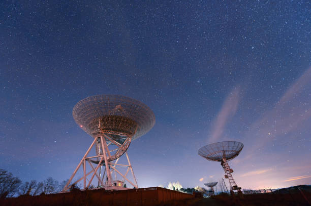 Radio telescopes observe the Milky Way stock photo