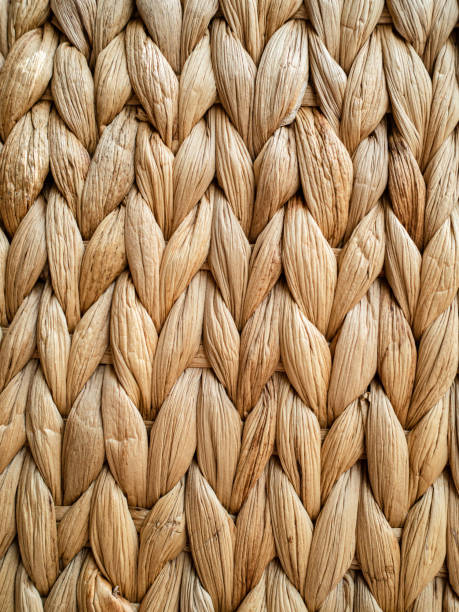 Raffia weave knitted fabric with textured surface stock photo