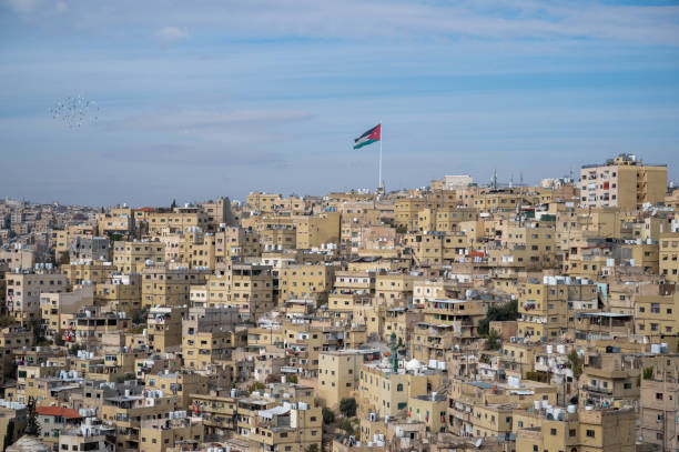 Raghadan flagpole, Amman, Jordan stock photo