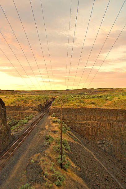 Rail Track at Sunset stock photo