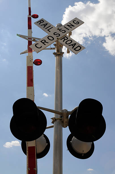 Railroad Crossing Railroad crossing sign. theishkid stock pictures, royalty-free photos & images