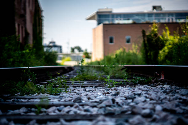 Railroad Tracks in the city stock photo