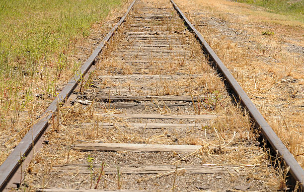 Railroad Tracks Old decommissioned railroad tracks. theishkid stock pictures, royalty-free photos & images