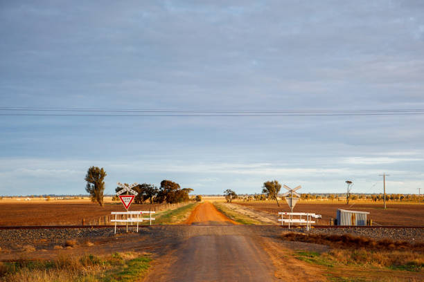 Railway Crossing, Outback Victoria, Australia stock photo