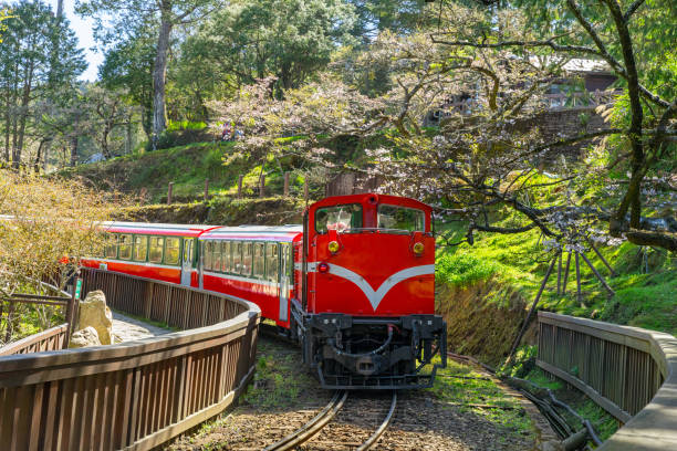 railway in alishan forest recreaction area, Taiwan stock photo