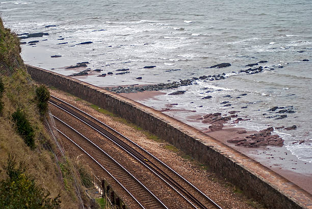 railway sea stock photo