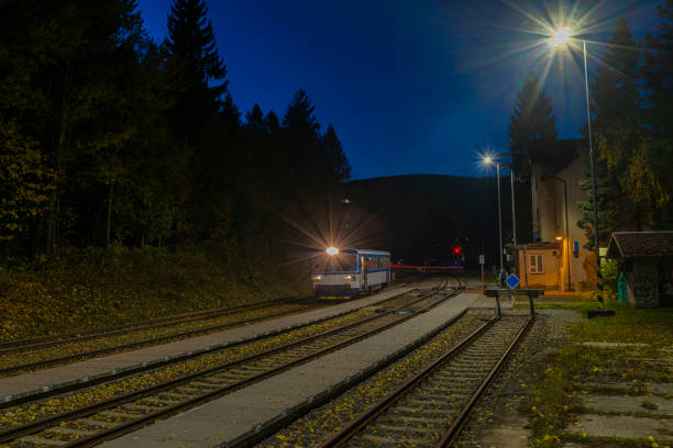 Railway station in Ostruzna village in Jeseniky mountains stock photo