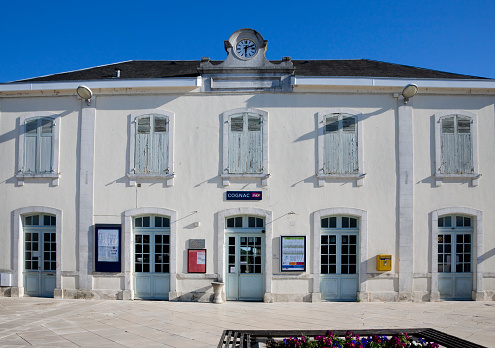 Cognac, France -- April 7, 2015: Facade of SNCF train station  in Cognac, France