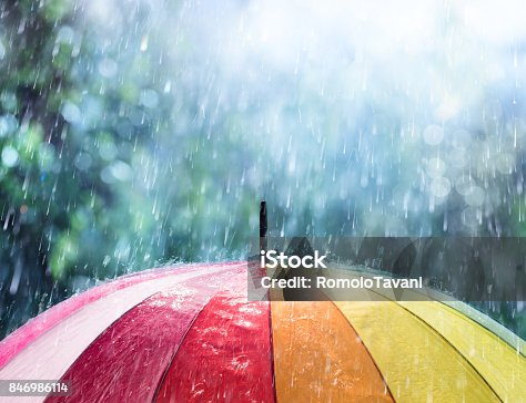 istock Rain On Rainbow Umbrella 846986114