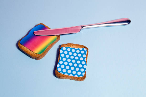 rainbow and dots rusk for breakfast stock photo