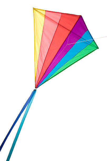 Rainbow Delta Kite Isolated on White with Clipping Path stock photo