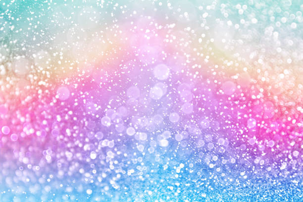Rainbow glitter happy birthday party mermaid unicorn pony princess background little summer invitation card stock photo
