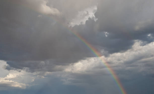 Rainbow in a Dark Sky A rainbow appears in a dark sky over the Grand Canyon near Flagstaff, Arizona, USA. jeff goulden rainbow background stock pictures, royalty-free photos & images